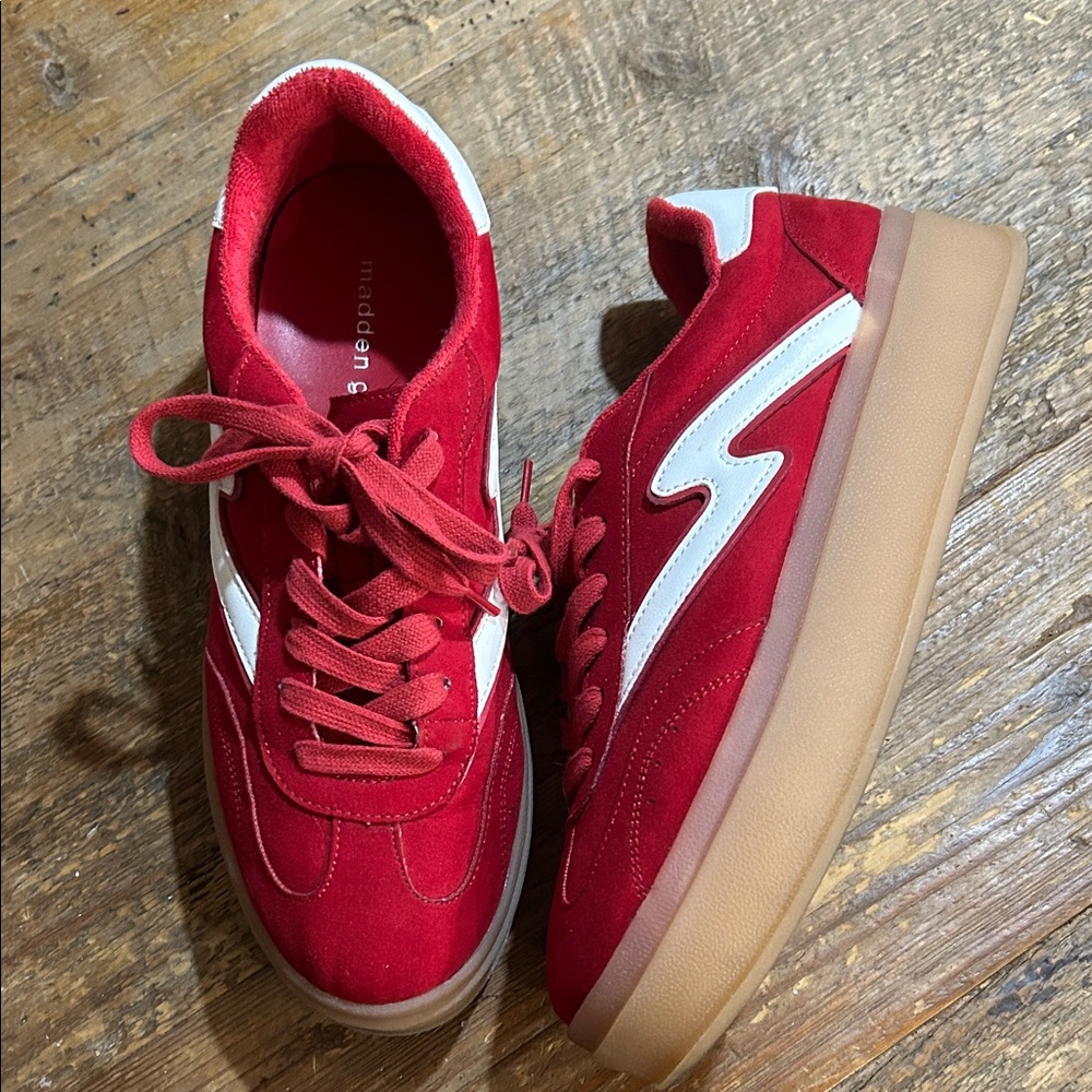 Madden Girl Red and White Sneakers - Picture 2 of 5